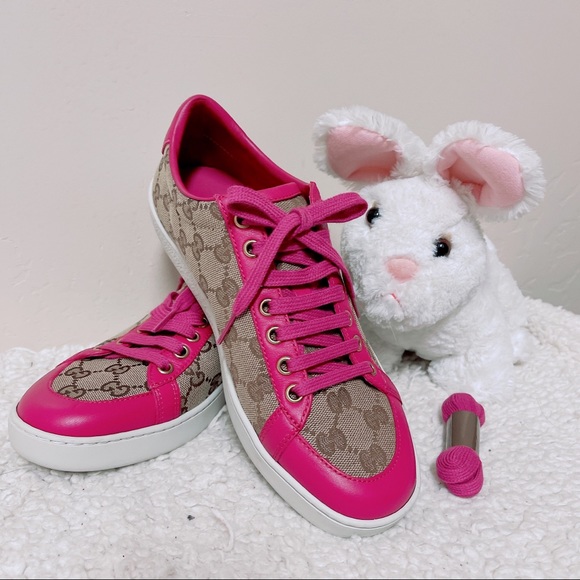 GUCCI BROOKLYN ORIGINAL BEIGE CANVAS LACE UP SHOES - Picture 8 of 9